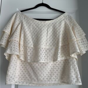 Elegant Cream Lace Off-Shoulder Top